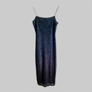 Vtg‎ 90s Y2K Women Maxi Dress M Black Floral Sheer Mesh Lined Goth Boho Fairy